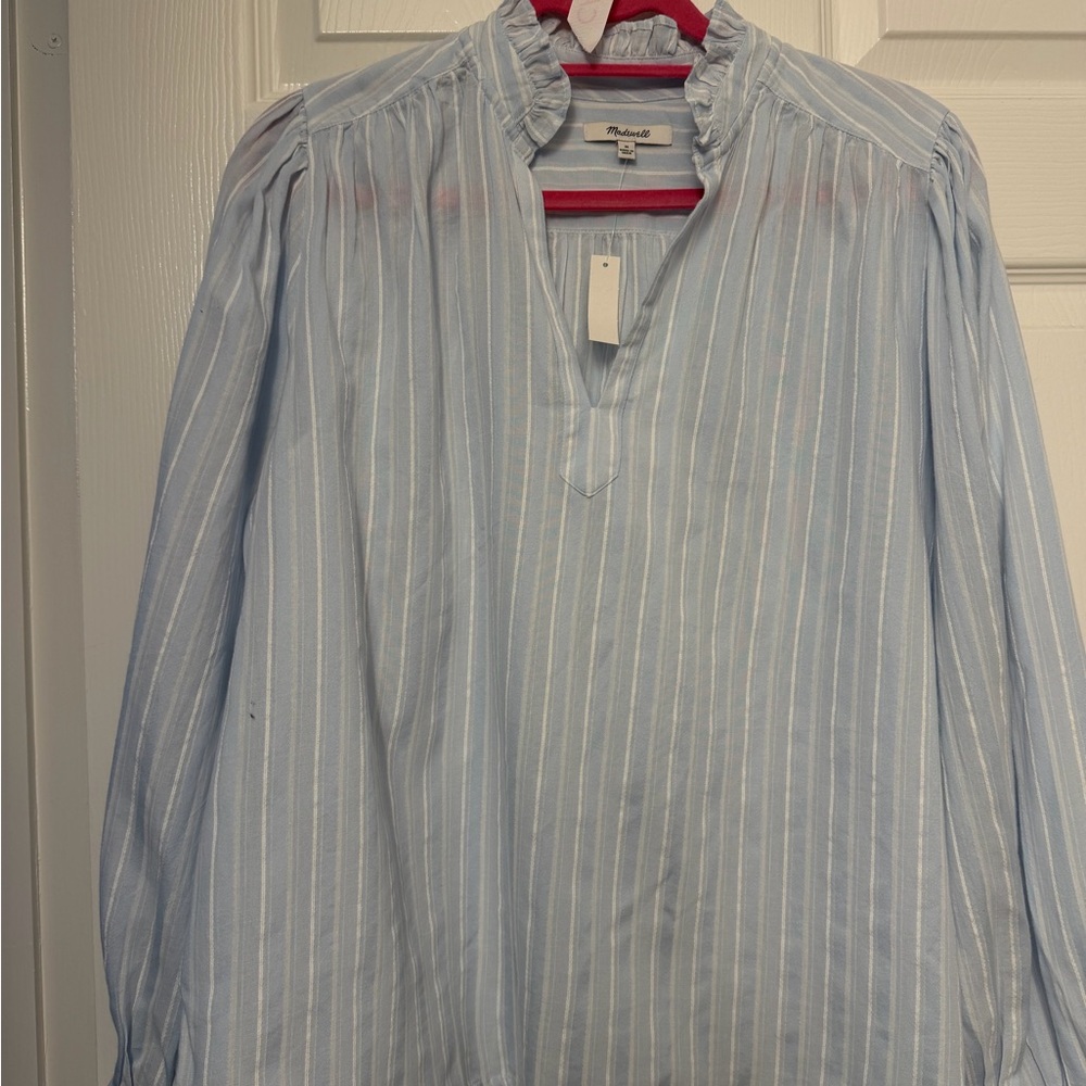 Madewell Light Blue Striped Casual Shirt